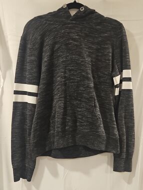 Reflex Charcoal & White Striped Hooded Sweater